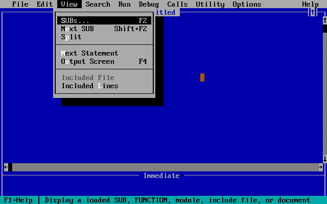 Screenshot of Quick Basic.